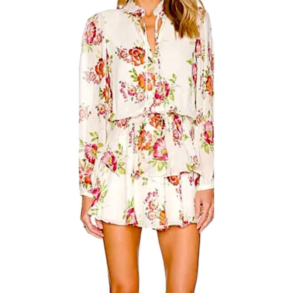 NWT Yumi‎ Kim Love Always Tiered Ruffle Tie-Neck Dress Morning Glow Floral Small